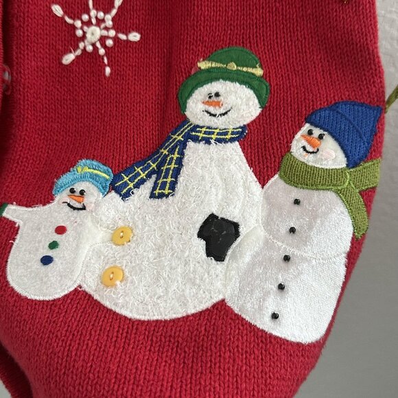 Designers Originals Studio Joy Novelty Vest Womens Petite M Snowman Christmas‎ - Picture 3 of 10